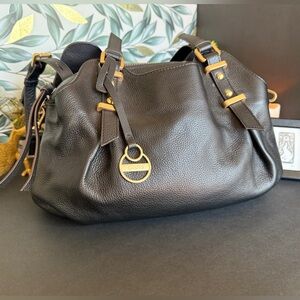Black LODIS Pebbled Leather Satchel / Shoulder Bag